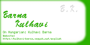 barna kulhavi business card